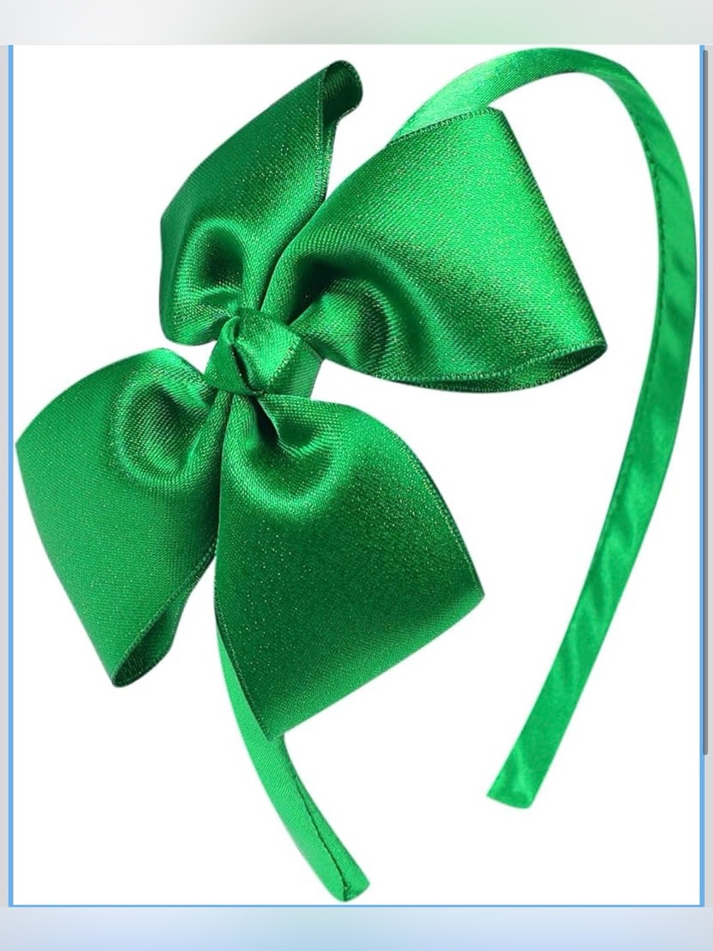 Bright Green Satin Bow Headband for Kids